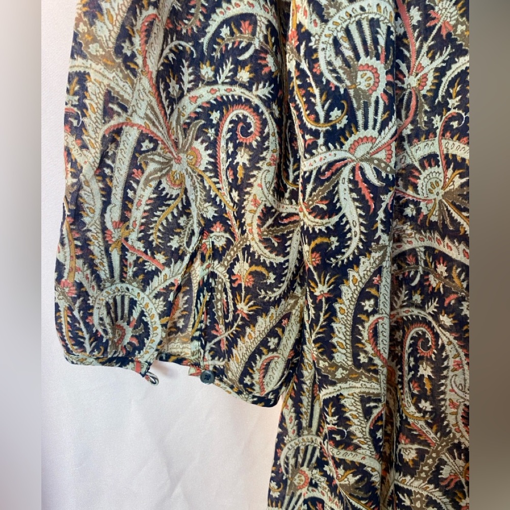 J. Crew 100% Cotton Paisley Swim Cover Up 3/4 Sleeve Size XLarge - Picture 5 of 11